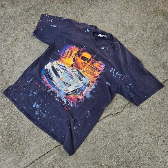 Vtg 90s NASCAR Rusty Wallace Miller Lite Collage Graphic Painter T Shirt Lg - Picture 2 of 6